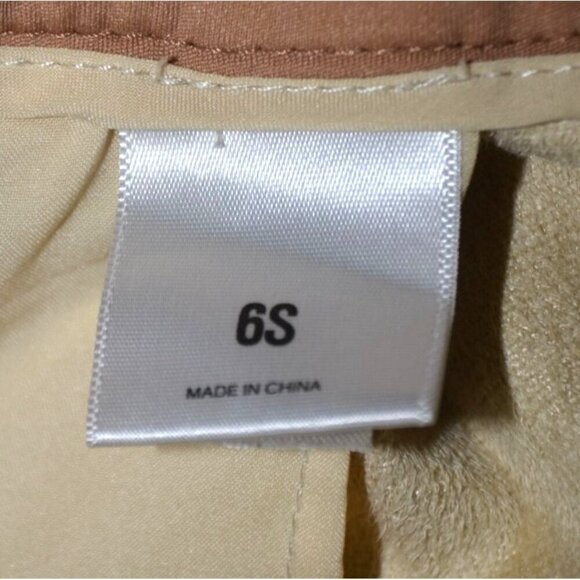 Express High Rise Ankle Pants Size 6S Petite Brown Tan Faux Leather Straight - Picture 8 of 10